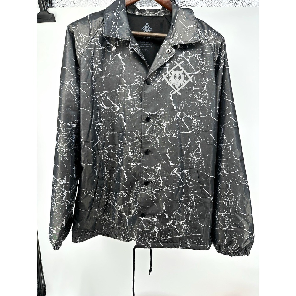 Xavier Wulf Men's Coach Jacket Lightning Snap Button Logo Size L
